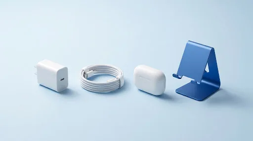 A coordinated selection of mobile charging and phone accessories